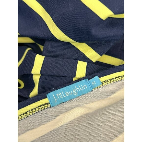 J McLaughlin Catalina Cloth Lynn Henley Dress Navy Citrus Blazer Stripe Medium - Picture 4 of 6